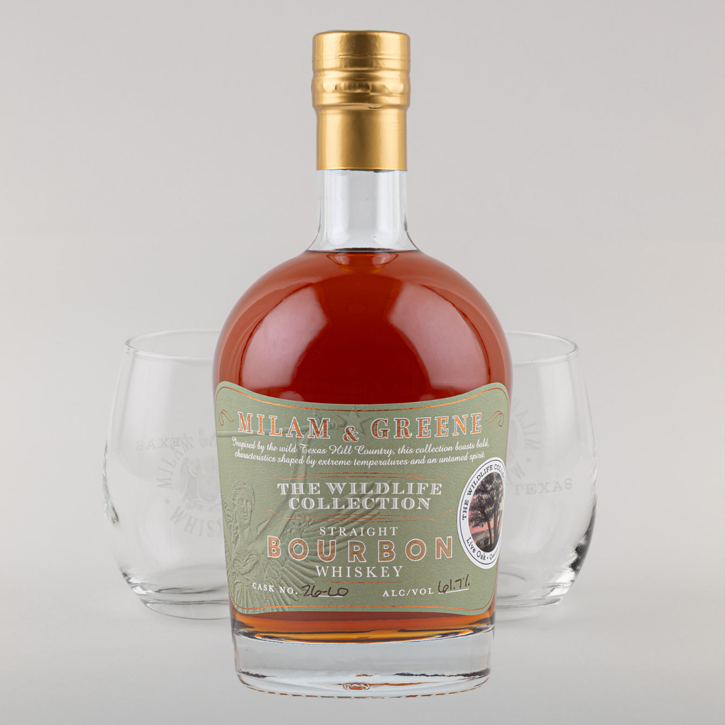 Cask-Strength 2026 Wildlife Collection: Live Oak Straight Bourbon + Glassware set of 2