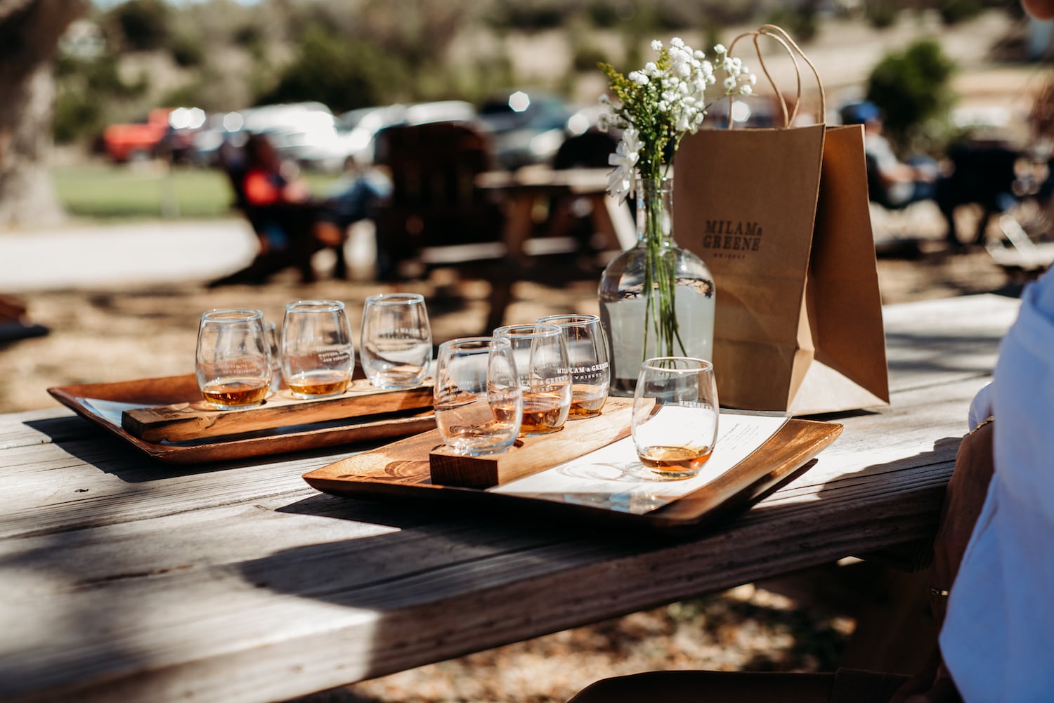 Milam and Greene Whiskey Flights at Distillery Outside