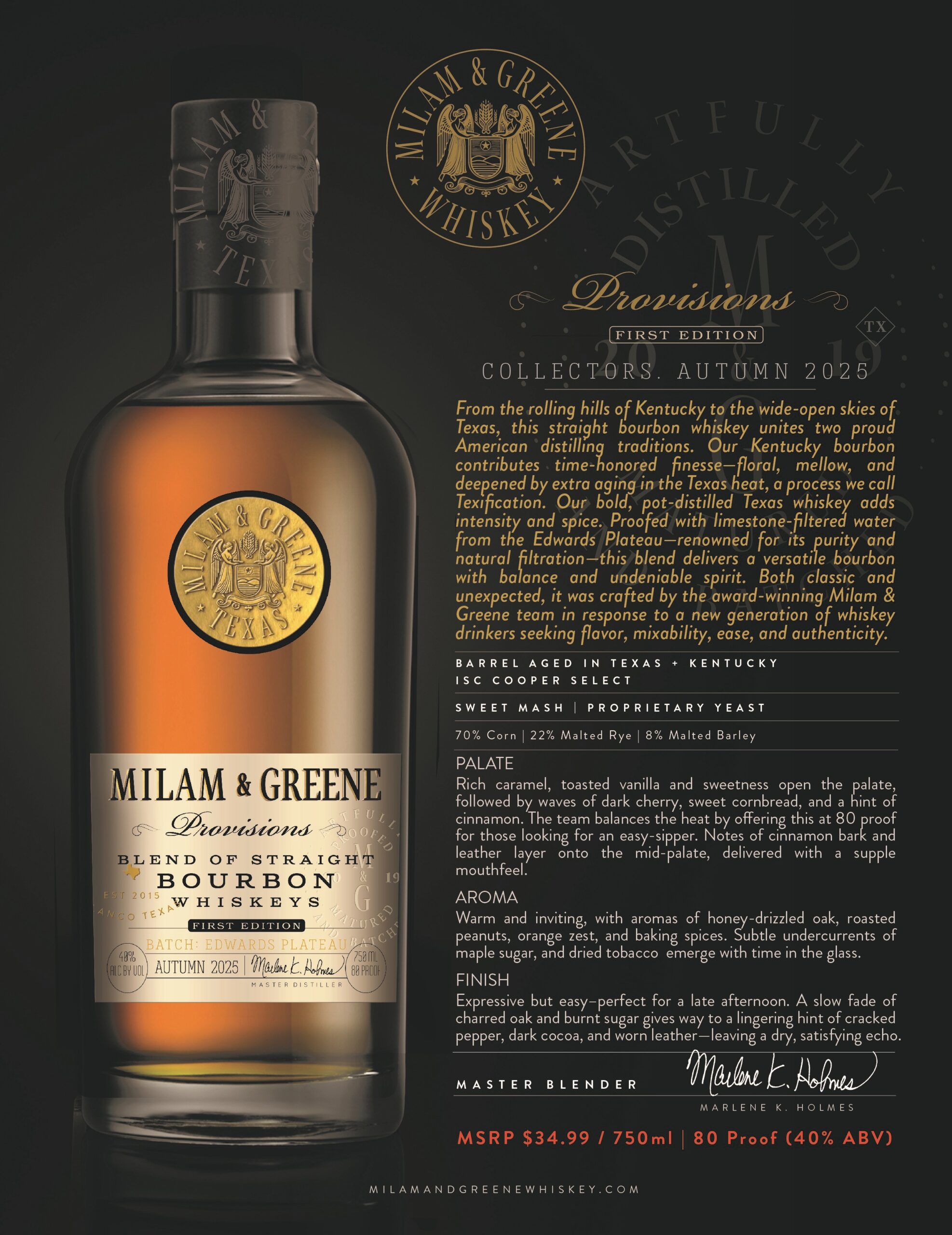 Provision Bourbon sales sheet